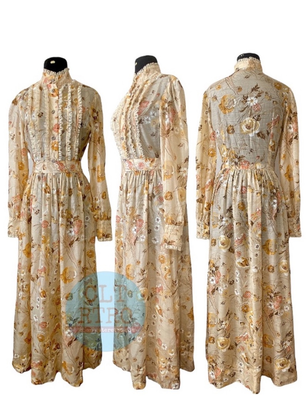 70s vtg Floral Prairie Maxi Dress